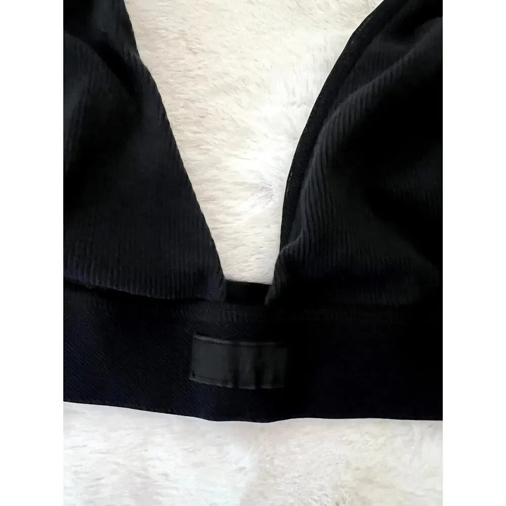 SKIMS Cotton Rib Triangle Bralette 3X Onyx Black Comfy Chic
